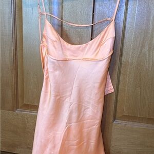 Zara orange Satin Midi Dress